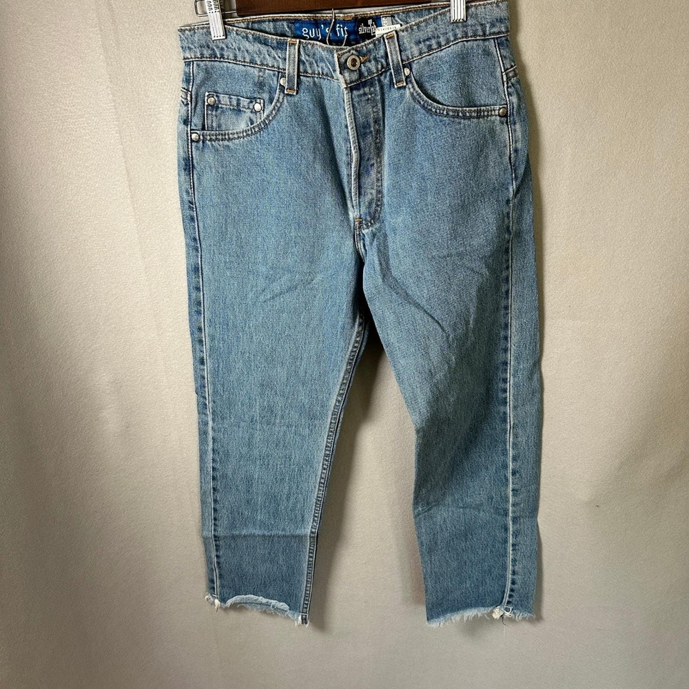 VTG Levi's SilverTab Jeans Women Guy's Fit 11/12 Blue Straight Light Wash